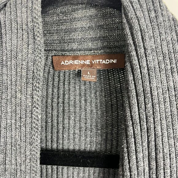 Adrienne Vittadini Cotton Ribbed Cardigan | Size L | Cozy Dramatic Energy - Picture 9 of 10